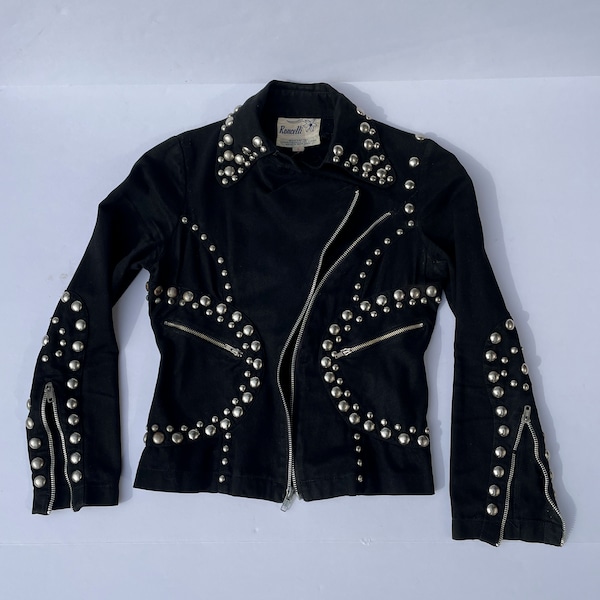 VIntage 60s Roncelli Black Denim Studded Glam Rock Jacket Women's Small