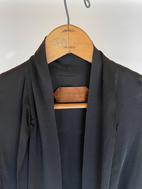 1930s Black Silk Duster Jacket Robe - image 10