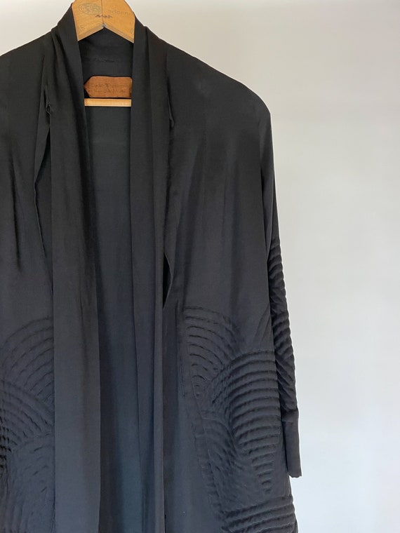 1930s Black Silk Duster Jacket Robe - image 3