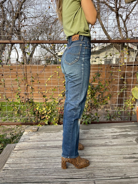 Vintage Lee Denim 24 x 30 Womens Jeans Distressed… - image 8