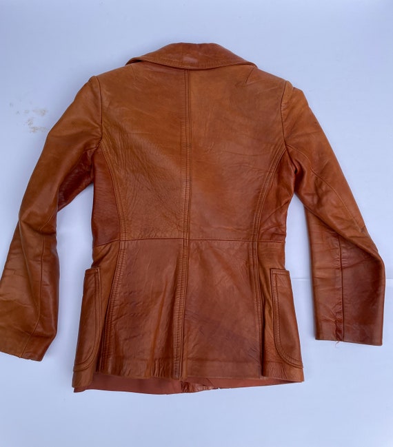 Vintage 70s Soft Brown leather Jacket Small - image 8