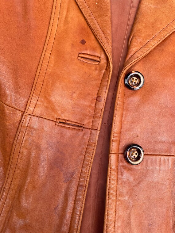 Vintage 70s Soft Brown leather Jacket Small - image 7