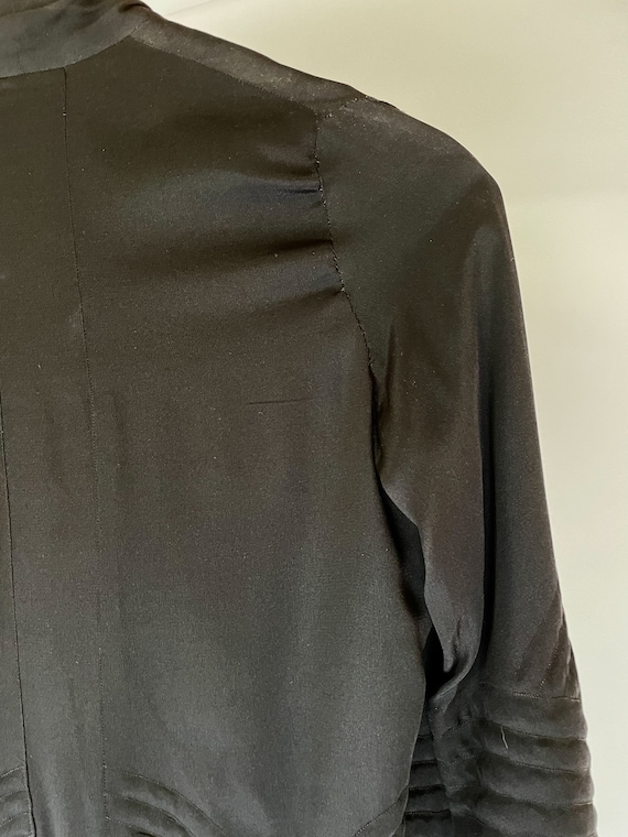 1930s Black Silk Duster Jacket Robe - image 5