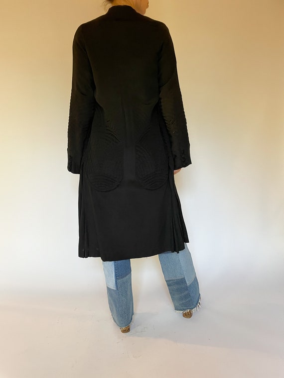 1930s Black Silk Duster Jacket Robe - image 3