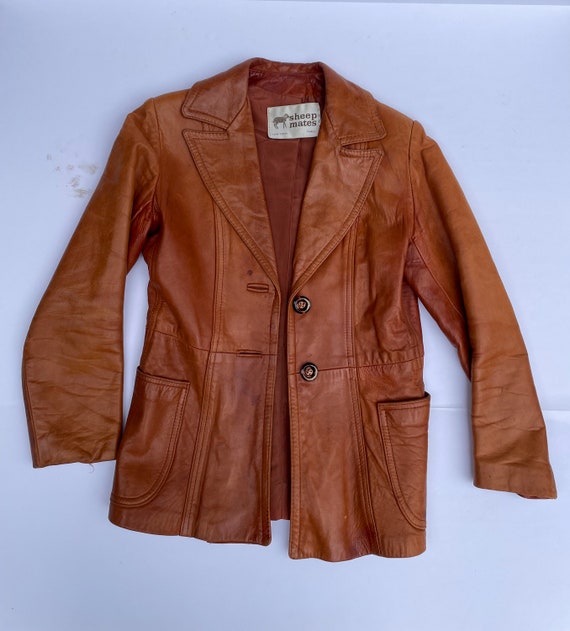 Vintage 70s Soft Brown leather Jacket Small - image 1