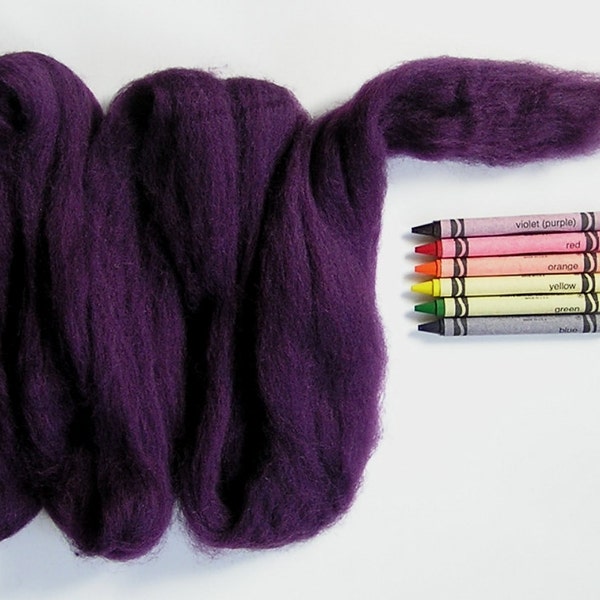 CORRIEDALE WOOL ROVING / Darkest Amethyst 1 onza / corriedale roving para fieltro de aguja, rastas de lana, fieltro húmedo nuno, tejido saori