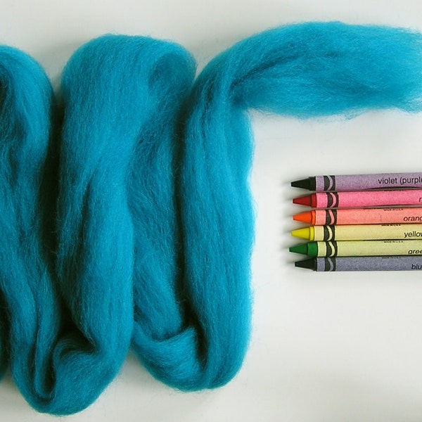 CORRIEDALE WOOL ROVING / Realmente turquesa 1 oz / fibra de corriedale para fieltro de aguja, fieltro húmedo, pelo troll, pelo de muñeca, spinning, tejido