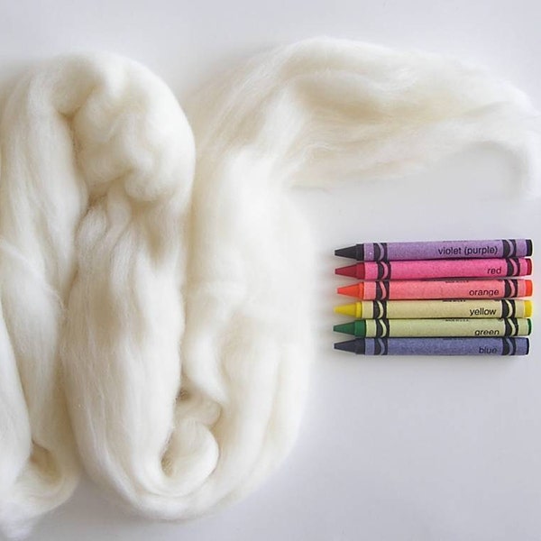 MERINO WOOL ROVING / Off White 1 oz / 21.5 micras de la parte superior merino blanco / lana para fieltro / lana de fieltro de aguja / accesorios de fotografía infantil