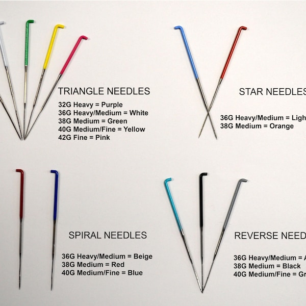 Felting Needles SAMPLE PACK - 13 Different Needles / Color Coded Variety Pack / needle assortment with triangle, star, spiral, and reverse
