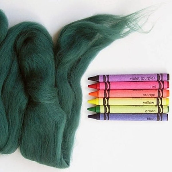 MERINO WOOL ROVING / Dark Evergreen 1 onza / wet felting wool / needle felting wool / spinning fiber / merino para rastas / foto props