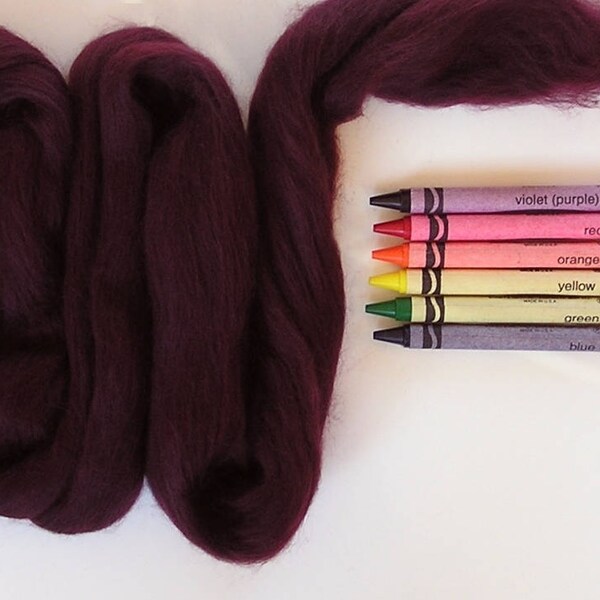 MERINO WOOL ROVING / Vino Oscuro 1 onza / lana merino para fieltro, spinning, pelo de muñeca, tejido, rastas, fieltro nuno, fieltro húmedo, accesorios