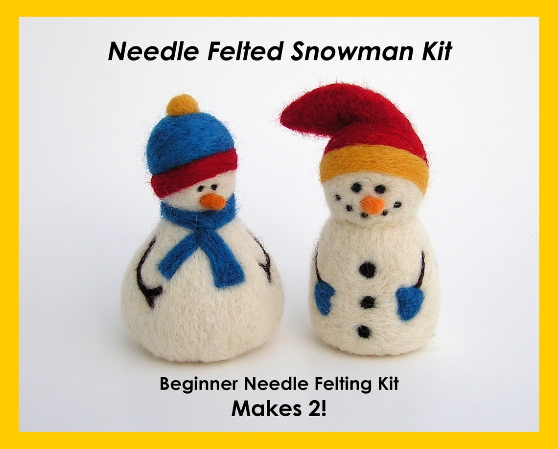 Needle Felting Kit Snazzy Snowmen Wool Snowman Kit from Etsy