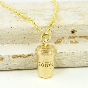 Coffee Necklace, Coffee Cup Necklace, Gift for Coffee Lovers Barista, Take Out Coffee To Go NB1-11 image 3