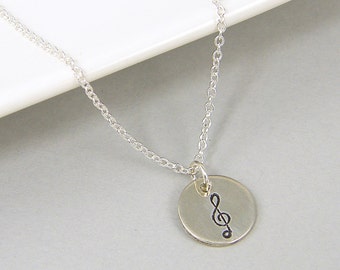 Tiny Treble Clef Necklace Sterling Silver, Tiny Music Necklace, Music Lovers Gift for Girls, Preteen, Teen Jewelry |NB3-58