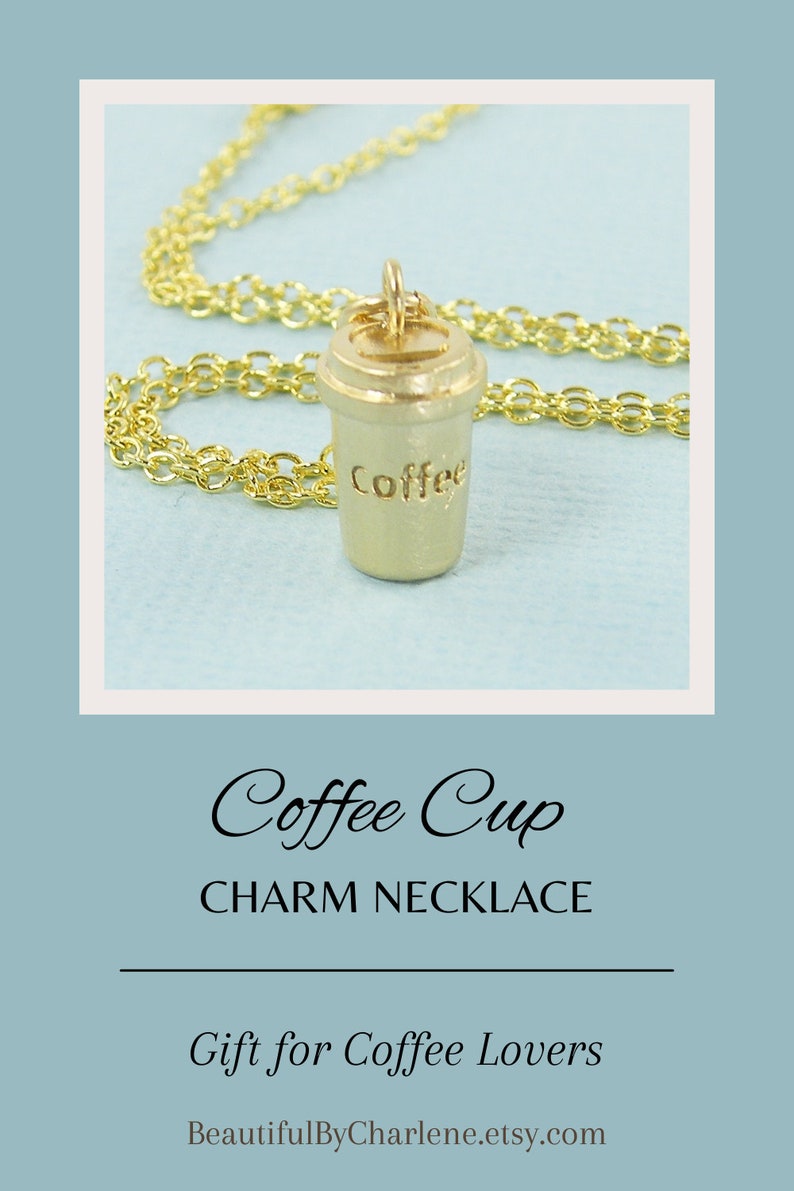 Coffee Necklace, Coffee Cup Necklace, Gift for Coffee Lovers Barista, Take Out Coffee To Go NB1-11 image 10