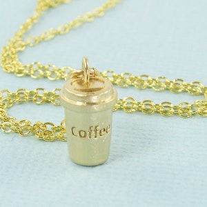 Coffee Necklace, Coffee Cup Necklace, Gift for Coffee Lovers Barista, Take Out Coffee To Go NB1-11 image 2