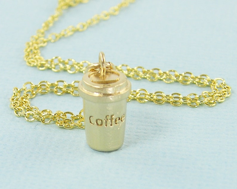 Coffee Necklace, Coffee Cup Necklace, Gift for Coffee Lovers Barista, Take Out Coffee To Go NB1-11 image 2