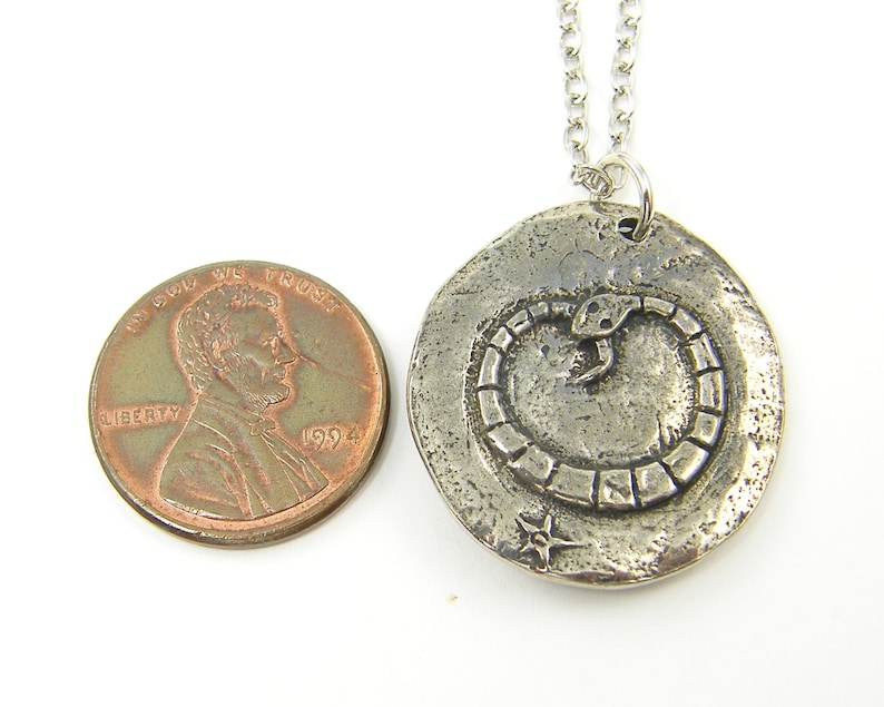 Medusa Necklace, Silver Medusa Pendant, Snake Serpent Charm with Chain Greek Mythology Jewelry GS1-15 image 4
