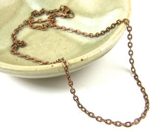 18 Inch Copper Chain Necklace Medium Cable Link Copper Oval Chain Lobster Clasp Finished Chain |BC1-9