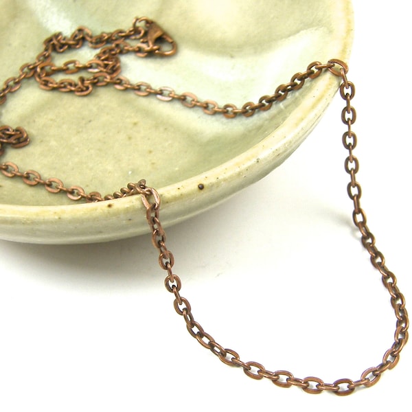 30 Inch Copper Chain Necklace Long Medium Cable Link Copper Oval Chain Lobster Clasp Finished Chain |BC1-9