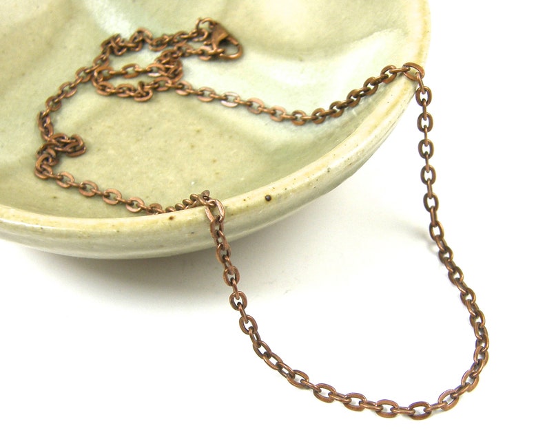 30 Inch Copper Chain Necklace Long Medium Cable Link Copper Oval Chain Lobster Clasp Finished Chain BC1-9 image 1