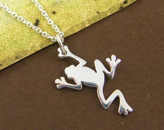 Frog Necklace - Sterling Silver Tree Frog Charm Necklace Animal Nature Pendant Necklace 16 18 20 22 24 inch Sterling Silver Chain |NS2-1