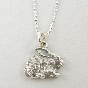 Silver Rabbit Necklace, Sterling Silver Rabbit Charm Necklace, Bunny Pendant with Sterling Silver Chain NS1-3 image 2