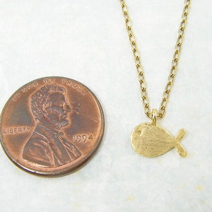 Tiny Gold Fish Necklace Dainty Everyday Goldfish Charm Necklace, Jewelry Mini Petite Nautical Fish Pendant AJ1-12 image 5