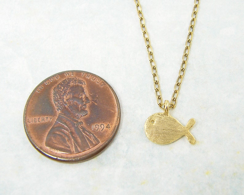 Tiny Gold Fish Necklace Dainty Everyday Goldfish Charm Necklace, Jewelry Mini Petite Nautical Fish Pendant AJ1-12 image 5