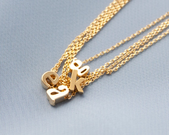 Items similar to Gold Initial Necklace Dainty Tiny Small Lowercase Modern Personalized Necklace ...
