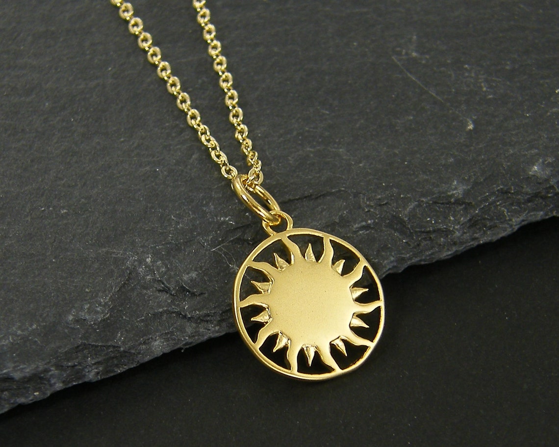 Tiny Gold Sun Necklace Small Golden Sunshine Sun Ray Pendant - Etsy UK