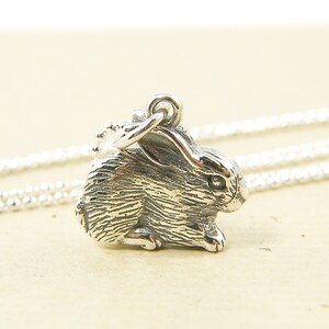 Silver Rabbit Necklace, Sterling Silver Rabbit Charm Necklace, Bunny Pendant with Sterling Silver Chain NS1-3 image 3