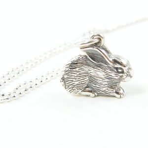 Silver Rabbit Necklace, Sterling Silver Rabbit Charm Necklace, Bunny Pendant with Sterling Silver Chain NS1-3 image 1