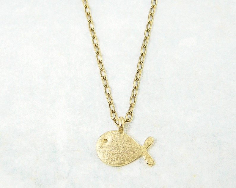 Tiny Gold Fish Necklace Dainty Everyday Goldfish Charm Necklace, Jewelry Mini Petite Nautical Fish Pendant AJ1-12 image 3