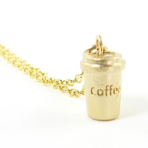 Coffee Necklace, Coffee Cup Necklace, Gift for Coffee Lovers Barista, Take Out Coffee To Go NB1-11 image 1