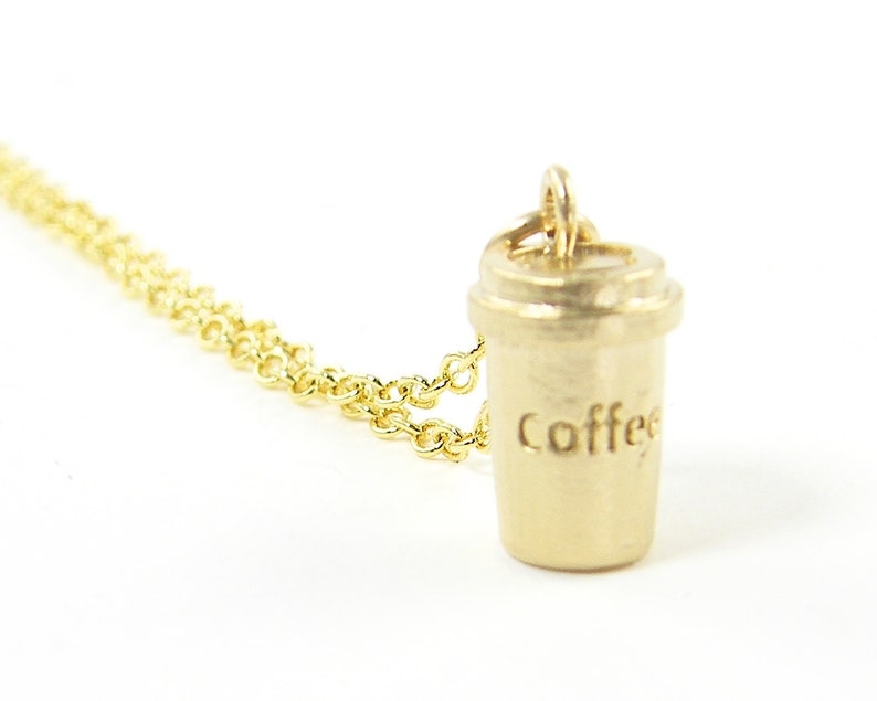 Coffee Necklace, Coffee Cup Necklace, Gift for Coffee Lovers Barista, Take Out Coffee To Go NB1-11 image 1