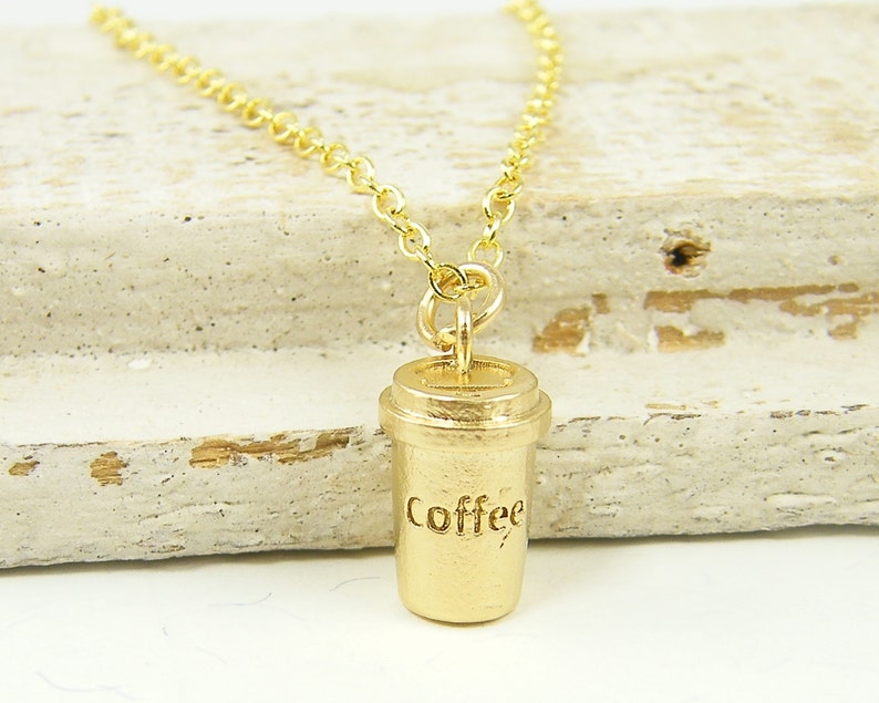 Coffee Necklace, Coffee Cup Necklace, Gift for Coffee Lovers Barista, Take Out Coffee To Go NB1-11 image 3