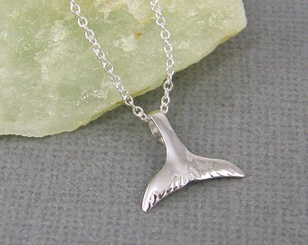 Sterling Silver Whale Tail Necklace, Small Fish Tail Charm Necklace, Mermaid Tail Necklace, ocean aquatic marine Nautical Jewelry |NT1-2