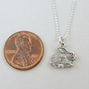 Silver Rabbit Necklace, Sterling Silver Rabbit Charm Necklace, Bunny Pendant with Sterling Silver Chain NS1-3 image 4