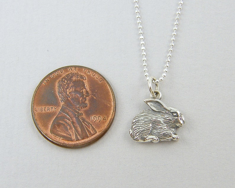 Silver Rabbit Necklace, Sterling Silver Rabbit Charm Necklace, Bunny Pendant with Sterling Silver Chain NS1-3 image 4