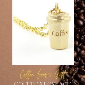 Coffee Necklace, Coffee Cup Necklace, Gift for Coffee Lovers Barista, Take Out Coffee To Go NB1-11 image 9