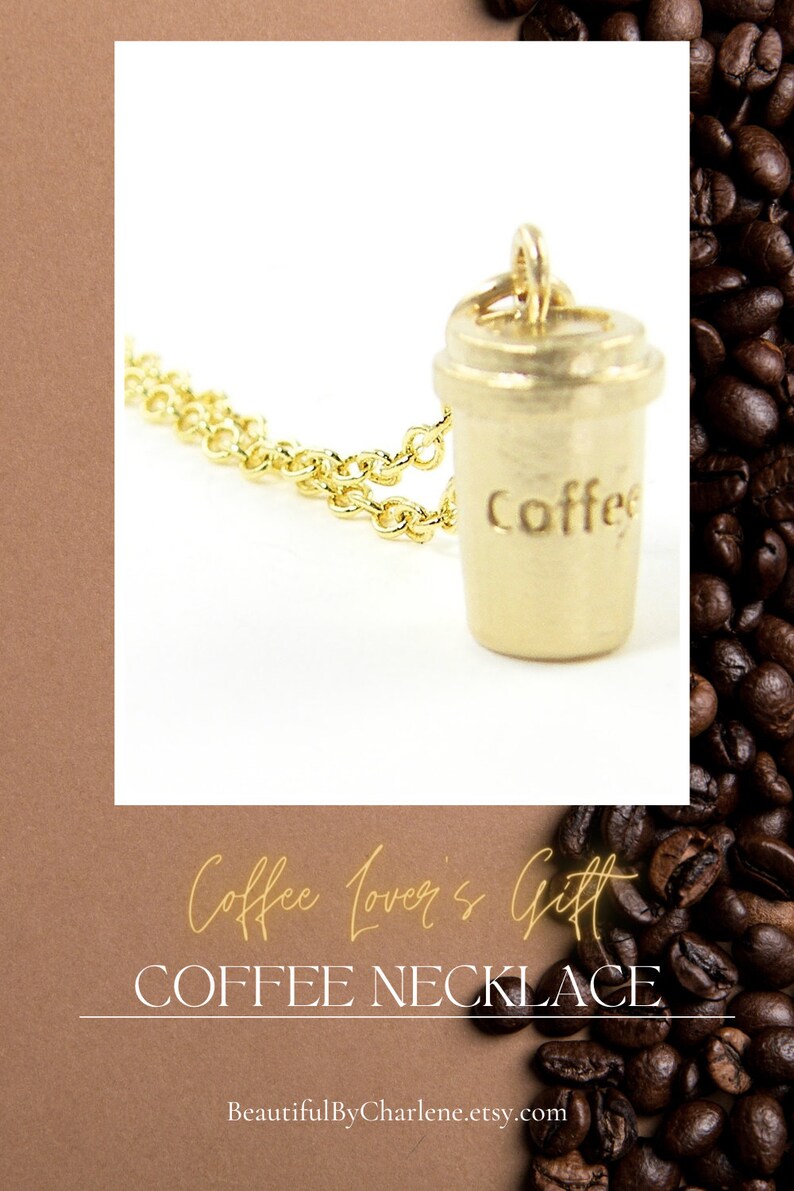 Coffee Necklace, Coffee Cup Necklace, Gift for Coffee Lovers Barista, Take Out Coffee To Go NB1-11 image 9