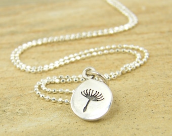 Tiny Dandelion Seed Necklace Sterling Silver Wildflower Pendant Petite Small Nature Jewelry, Gift for Daughter Sister New Mom |NS1-5