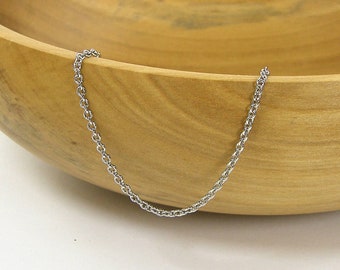 Antique Silver Chain Necklace - 18 Inch Small Link Dark Silver Plated Cable Necklace Chain |CH2-AS18