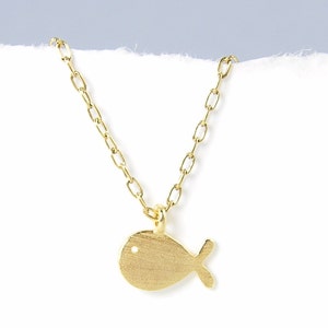 Tiny Gold Fish Necklace Dainty Everyday Goldfish Charm Necklace, Jewelry Mini Petite Nautical Fish Pendant AJ1-12 image 1