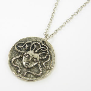 Medusa Necklace, Silver Medusa Pendant, Snake Serpent Charm with Chain Greek Mythology Jewelry GS1-15 image 3