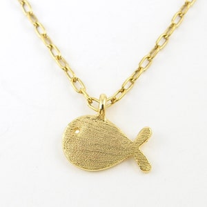 Tiny Gold Fish Necklace Dainty Everyday Goldfish Charm Necklace, Jewelry Mini Petite Nautical Fish Pendant AJ1-12 image 2