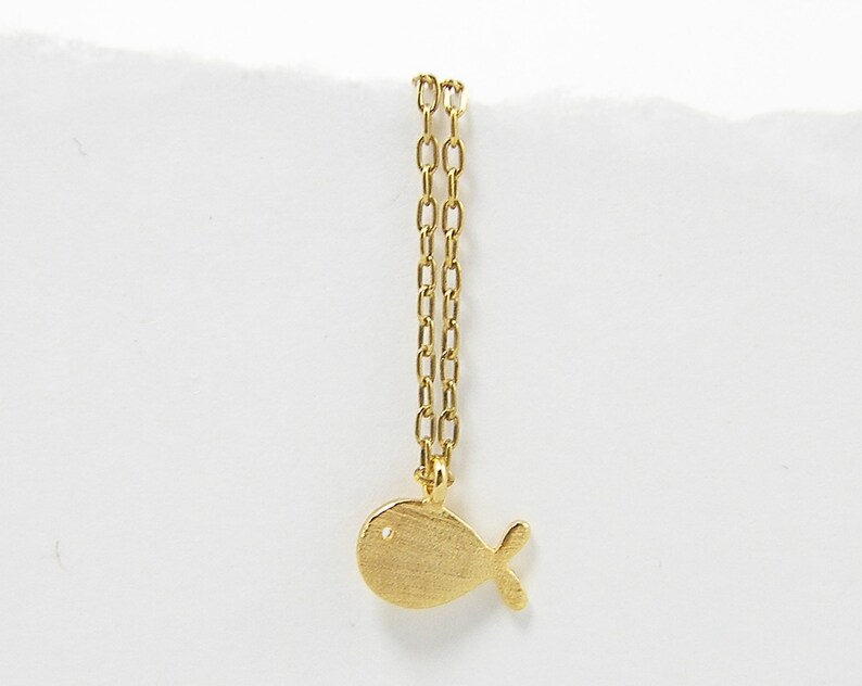 Tiny Gold Fish Necklace Dainty Everyday Goldfish Charm Necklace, Jewelry Mini Petite Nautical Fish Pendant AJ1-12 image 4