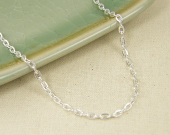 30 Inch Silver Chain Necklace - Bright Silver Plated Medium Link Oval Necklace Chain |CH2-Med-BS30