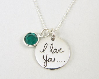 I Love You Necklace, Silver Birthstone Necklace Anniversary Gift Girlfriend Gift Birthday Gift Sterling Silver Personalized Necklace |NT1-8b